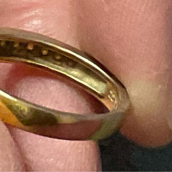 Technibond Gold-Tone Sterling Silver Gemstones or CZ’s Accent Eternity Ring - Picture 3 of 4